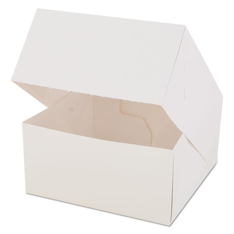 SOUTHERN CHAMPION TRAY White Window Bakery Boxes with Attached Flip Top, 4-Corner Beers Design, 6 x 6 x 3, White, Paper, 200/Carton (SCH24023)