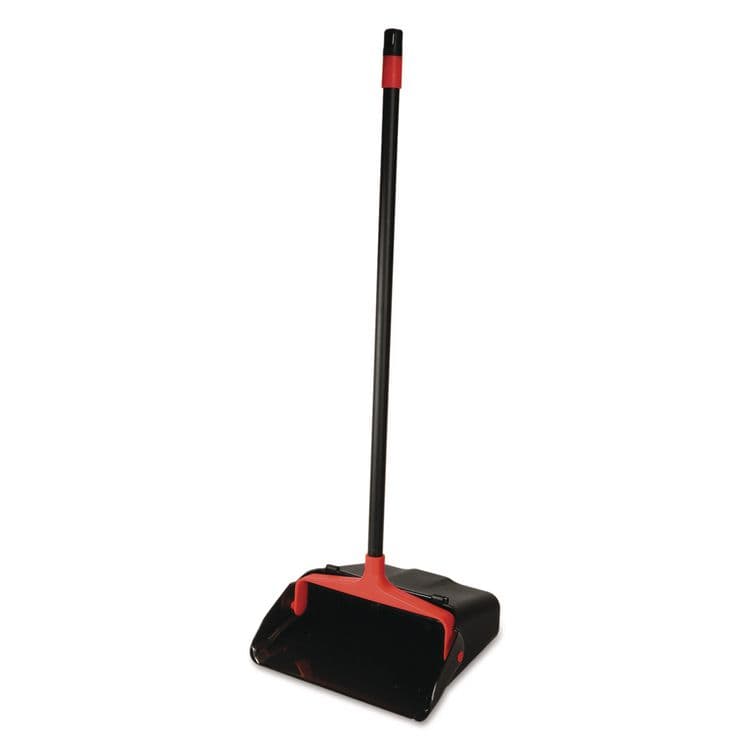 DIVERSEY MaxiPlus Lobby Dustpan, 13.5"w x 36"h, 33" Handle, Plastic, Black/Red (NCP96208EA)