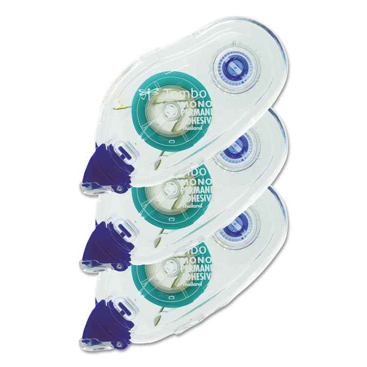 AMERICAN TOMBOW . Permanent Adhesive Refill, 0.33" x 39.33 ft, Dries White, 3/Pack (TOM62207)