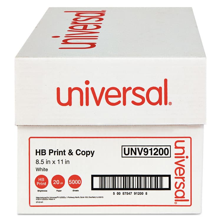 UNIVERSAL OFFICE PRODUCTS High-Bright Multipurpose Paper, 20 lb Bond Weight, 8.5 x 11, White, 500 Sheets/Ream, 10 Reams/Carton (UNV91200) thumbnail 4