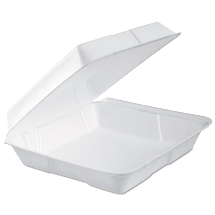 DART Foam Hinged Lid Container, Performer Perforated Lid, 9.3 x 9.5 x 3, White, 100/Bag, 2 Bag/Carton (DCC95HTPF1R)
