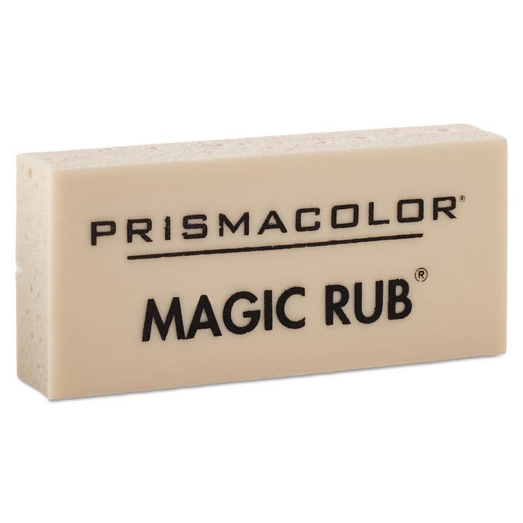 SANFORD MAGIC RUB Eraser, For Pencil/Ink Marks, Rectangular Block, Medium, Off White, Dozen (SAN73201)