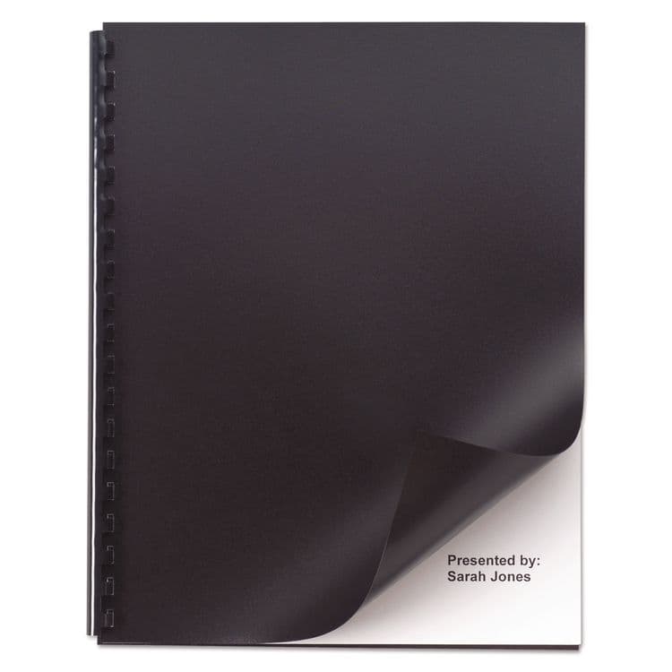 ACCO BRANDS, . Opaque Plastic Presentation Covers for Binding Systems, Plastic, Square Corners, 11 x 8.5, Black, 50/Pack (GBC2514493)