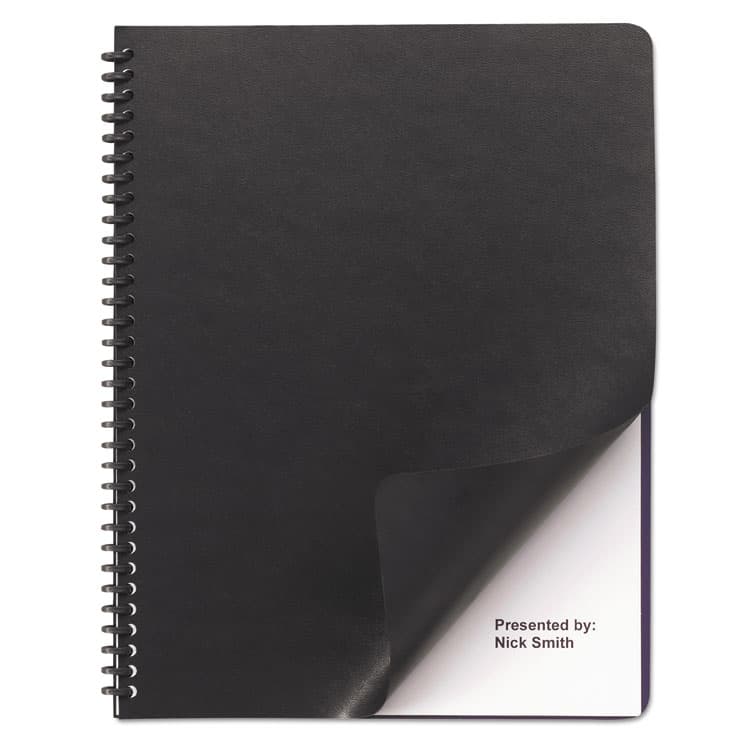 ACCO BRANDS, . Leather-Look Presentation Covers for Binding Systems, Paper, Round Corners, 11.25 x 8.75, Black, 50 Sets/Pack (GBC2001712)