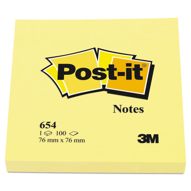 3M/COMMERCIAL TAPE DIV. Original Pads in Canary Yellow, 3" x 3", 100 Sheets/Pad, 12 Pads/Pack (MMM654YW) thumbnail 3