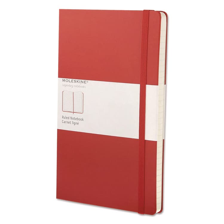 MOLESKINE GROUP Classic Colored Hardcover Notebook, 1-Subject, Narrow Rule, Red Cover, (240) 8.25 x 5 Sheets (HBGQP060R)