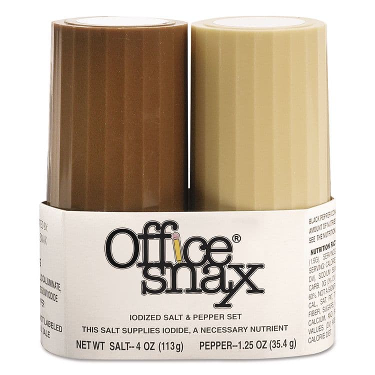 OFFICE SNAX, . Condiment Set, 4 oz Salt, 1.5 oz Pepper, Two-Shaker Set (OFX00057)