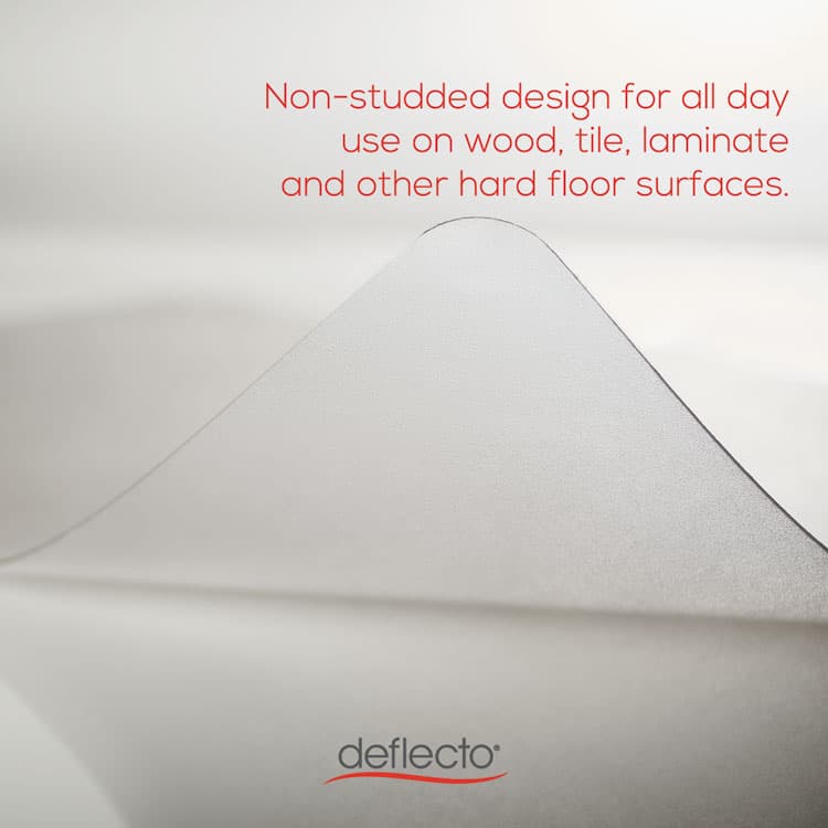 DEFLECTO CORPORATION EconoMat Non-Studded All Day Use Chair Mat for Hard Floors, Rectangular with Wide Lip, 45" x 53", Clear, Ships Flat (DEFCM21232) thumbnail 2