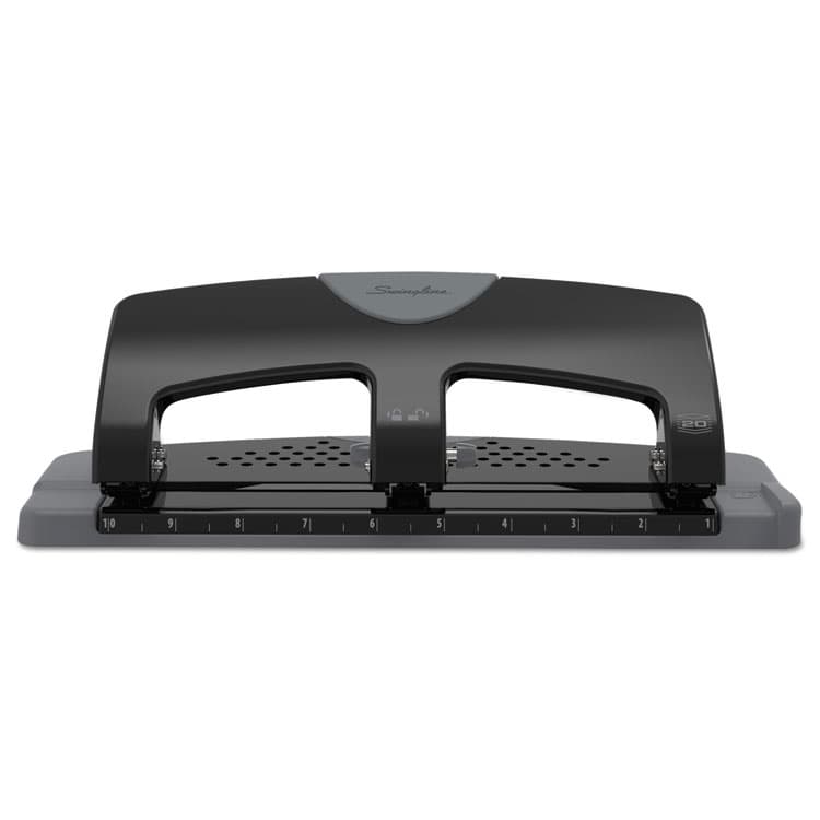 ACCO BRANDS, . 20-Sheet SmartTouch Three-Hole Punch, 9/32" Holes, Black/Gray (SWI74133)