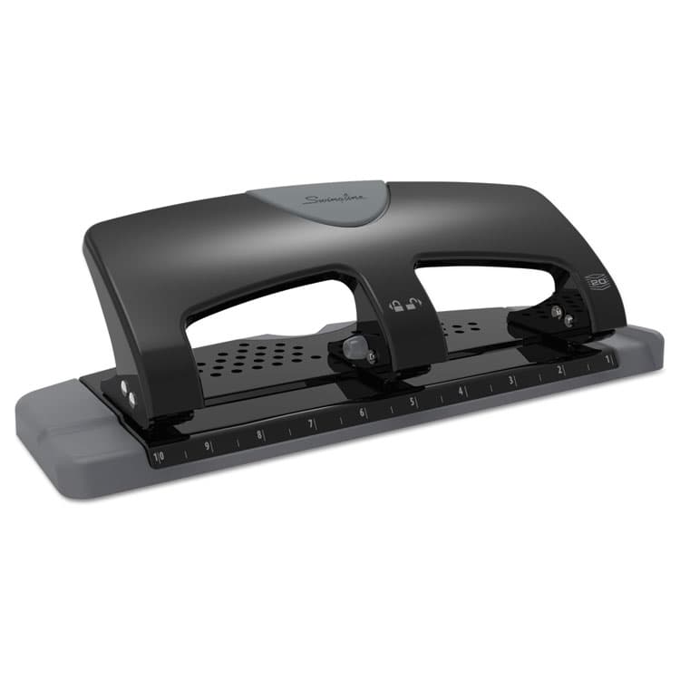 ACCO BRANDS, . 20-Sheet SmartTouch Three-Hole Punch, 9/32" Holes, Black/Gray (SWI74133) thumbnail 2