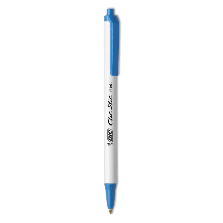BIC CORP. Clic Stic Ballpoint Pen, Retractable, Medium 1 mm, Blue Ink, White Barrel, Dozen (BICCSM11BE) thumbnail 2