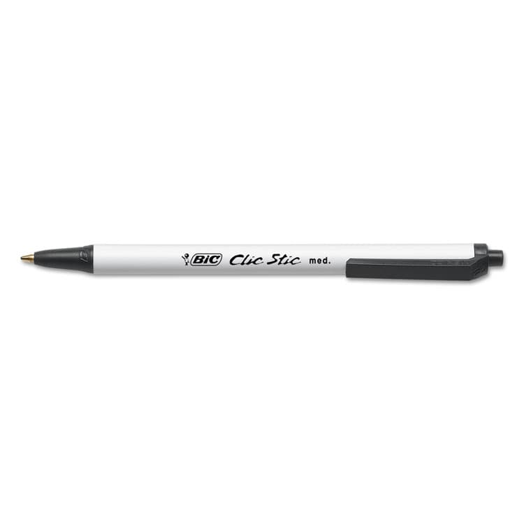 BIC CORP. Clic Stic Ballpoint Pen Value Pack, Retractable, Medium 1 mm, Black Ink, White Barrel, 24/Pack (BICCSM241BK) thumbnail 4