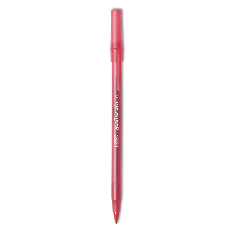 BIC CORP. Round Stic Xtra Life Ballpoint Pen, Stick, Medium 1 mm, Red Ink, Translucent Red Barrel, Dozen (BICGSM11RD) thumbnail 2