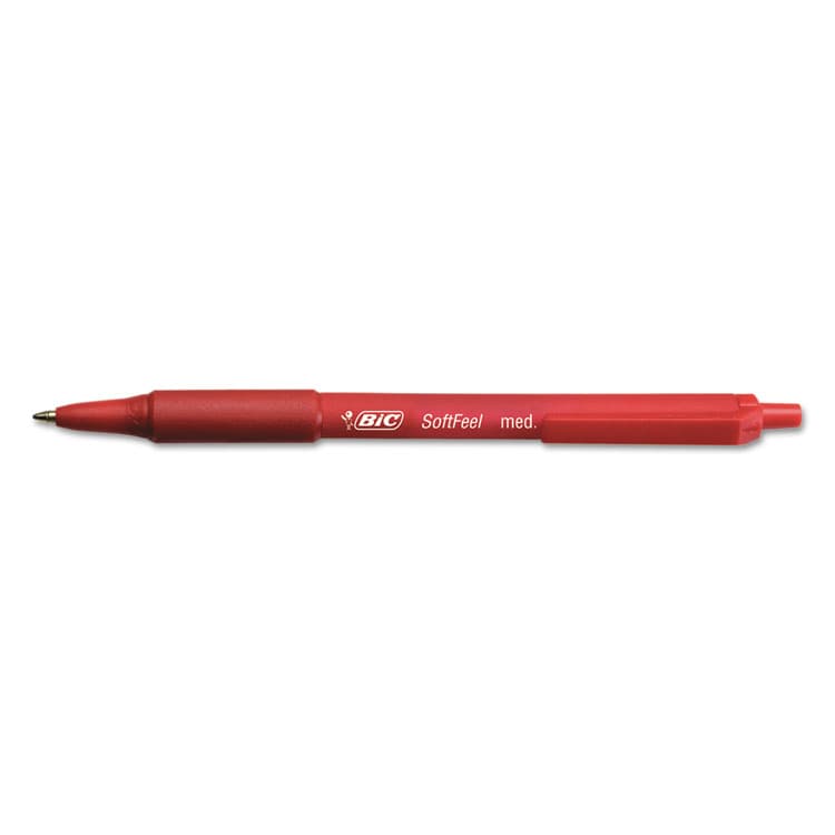 BIC CORP. Soft Feel Ballpoint Pen, Retractable, Medium 1 mm, Red Ink, Red Barrel, Dozen (BICSCSM11RD) thumbnail 4