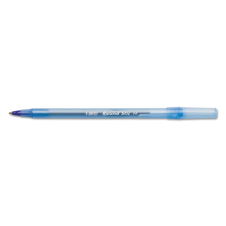 BIC CORP. Round Stic Xtra Life Ballpoint Pen, Stick, Medium 1 mm, Blue Ink, Translucent Blue Barrel, Dozen (BICGSM11BE) thumbnail 3