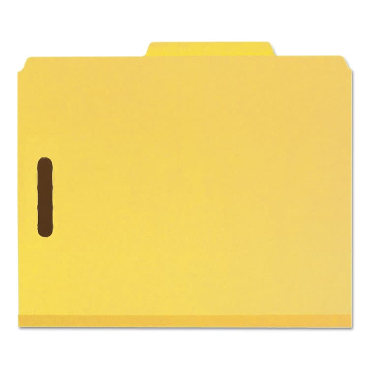 SMEAD MANUFACTURING CO. Recycled Pressboard Classification Folders, 2/5-Cut Tab, Expands 2", 2 Dividers, 6 Fasteners, Letter Size, Yellow, 10/BX (SMD14064) thumbnail 3
