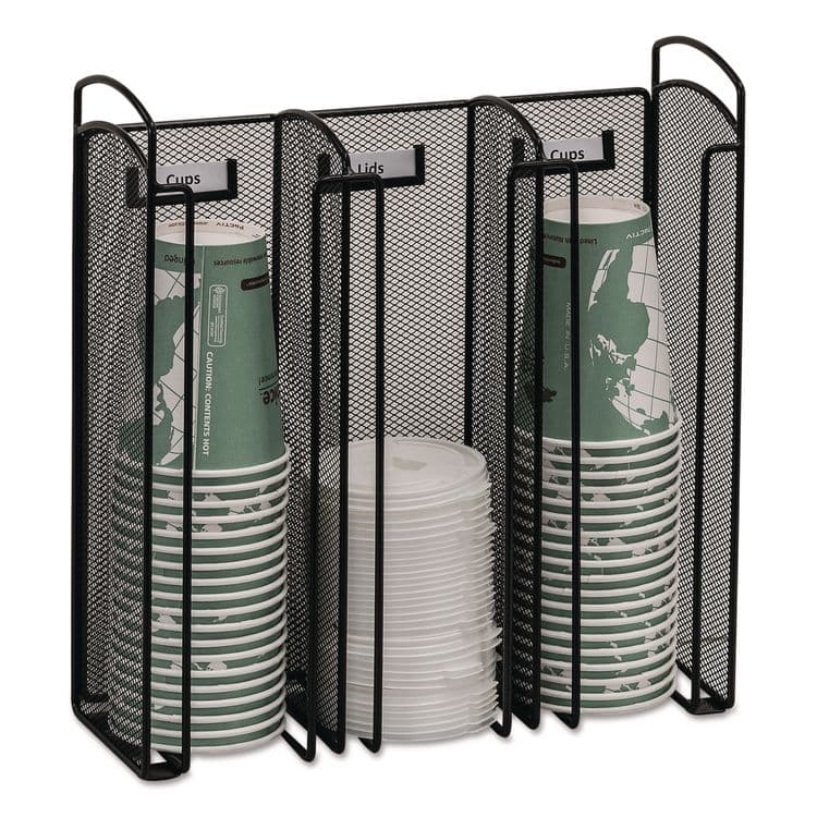 SAFCO PRODUCTS Onyx Breakroom Organizers, 3 Compartments, 12.75 x 4.5 x 13.25, Steel Mesh, Black (SAF3292BL)
