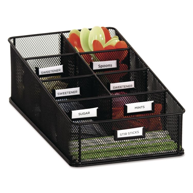 SAFCO PRODUCTS Onyx Breakroom Organizers, 7 Compartments, 16 x 8.5 x 5.25, Steel Mesh, Black (SAF3291BL)