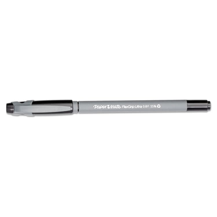SANFORD FlexGrip Ultra Recycled Ballpoint Pen, Stick, Fine 0.8 mm, Black Ink, Gray Barrel, Dozen (PAP9680131) thumbnail 3