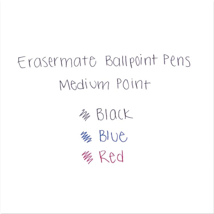 SANFORD Eraser Mate Ballpoint Pen, Stick, Medium 1 mm, Black Ink, Black Barrel, Dozen (PAP3930158) thumbnail 4