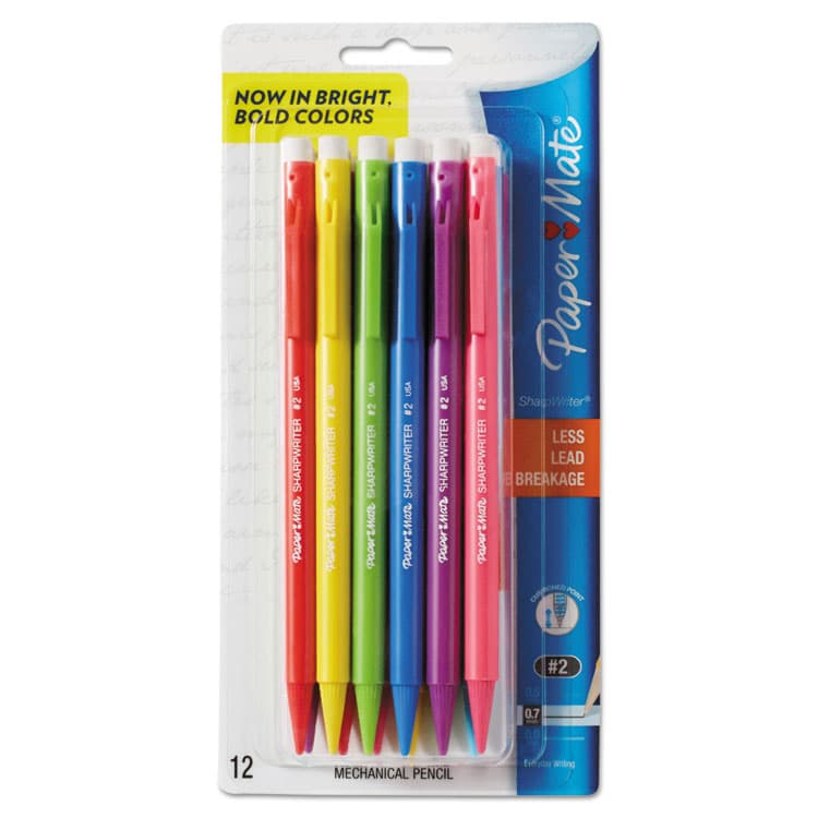 SANFORD Sharpwriter Mechanical Pencil, 0.7 mm, F (#2.5), Black Lead, Assorted Barrel Colors, Dozen (PAP1898483C)