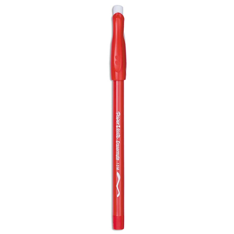 SANFORD Eraser Mate Ballpoint Pen, Stick, Medium 1 mm, Red Ink, Red Barrel, Dozen (PAP3920158)