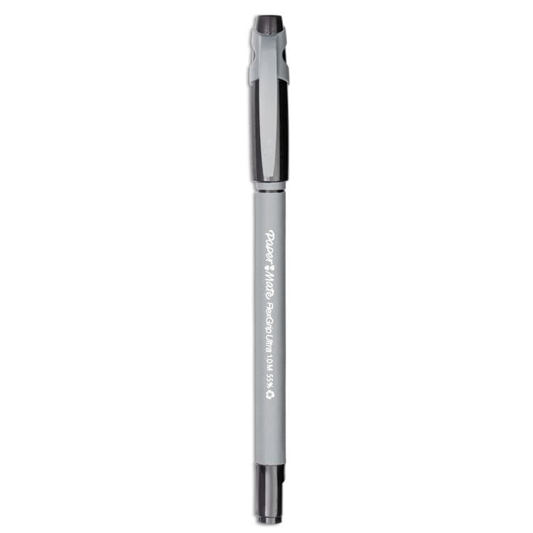 SANFORD FlexGrip Ultra Recycled Ballpoint Pen, Stick, Medium 1 mm, Black Ink, Gray Barrel, Dozen (PAP9630131)