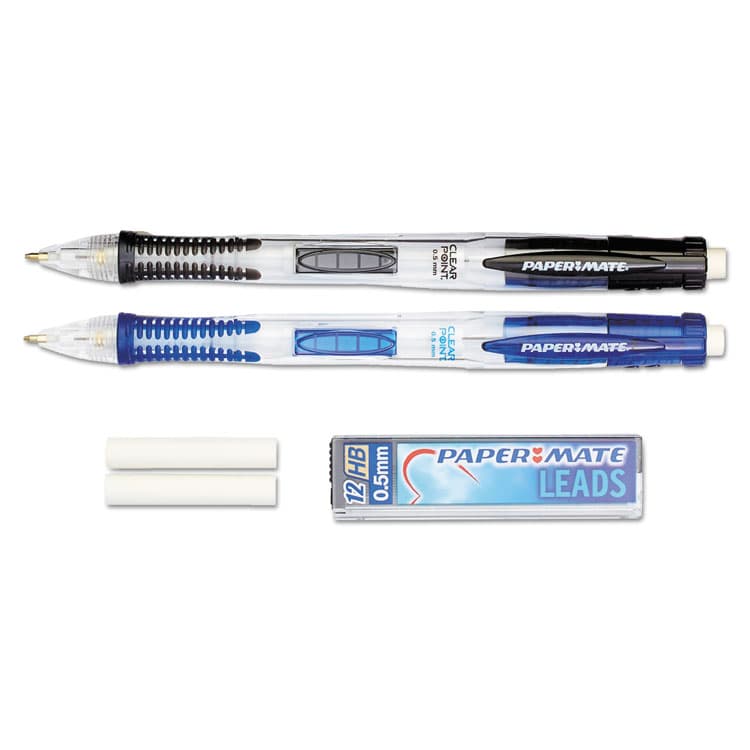 SANFORD Clear Point Mechanical Pencils with Tube of Lead/Erasers, 0.5 mm, HB(#2), Black Lead, Randomly Assorted Barrel Colors, 2/Pack (PAP34666PP) thumbnail 2