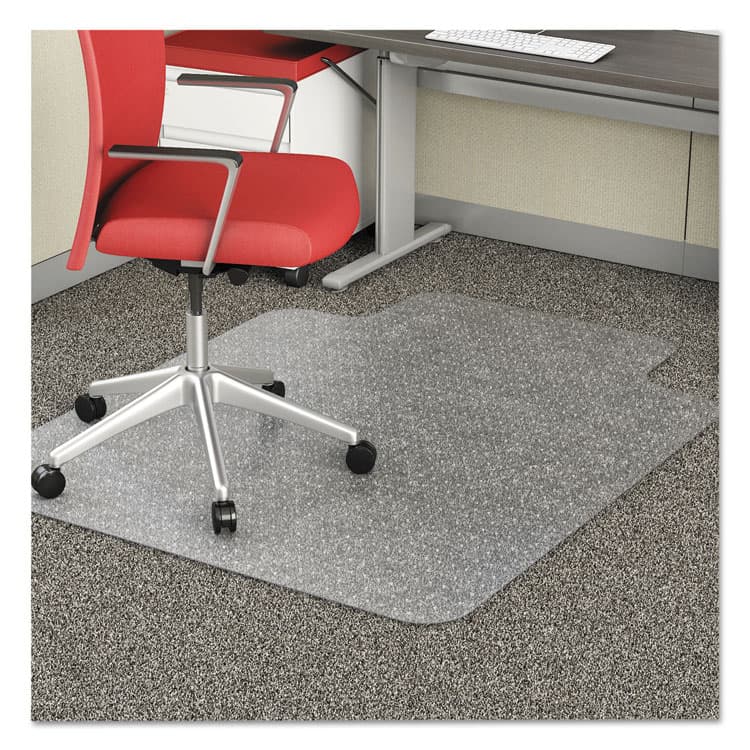 DEFLECTO CORPORATION EconoMat Occasional Use Chair Mat for Flat Pile Carpeted Floors, Rectangular with Lip, 36" x 48", Clear, Ships Flat (DEFCM11112)
