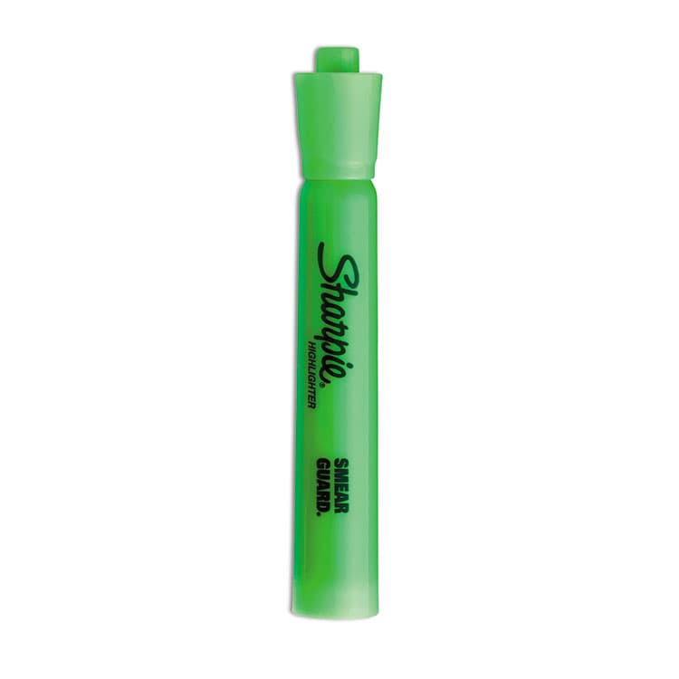 SANFORD Tank Style Highlighters, Fluorescent Green Ink, Chisel Tip, Green Barrel, Dozen (SAN25026B)