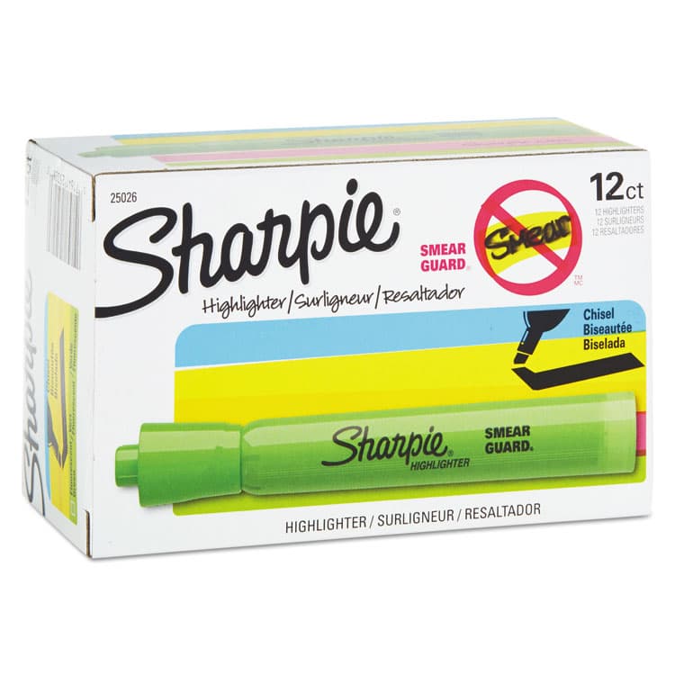 SANFORD Tank Style Highlighters, Fluorescent Green Ink, Chisel Tip, Green Barrel, Dozen (SAN25026B) thumbnail 2