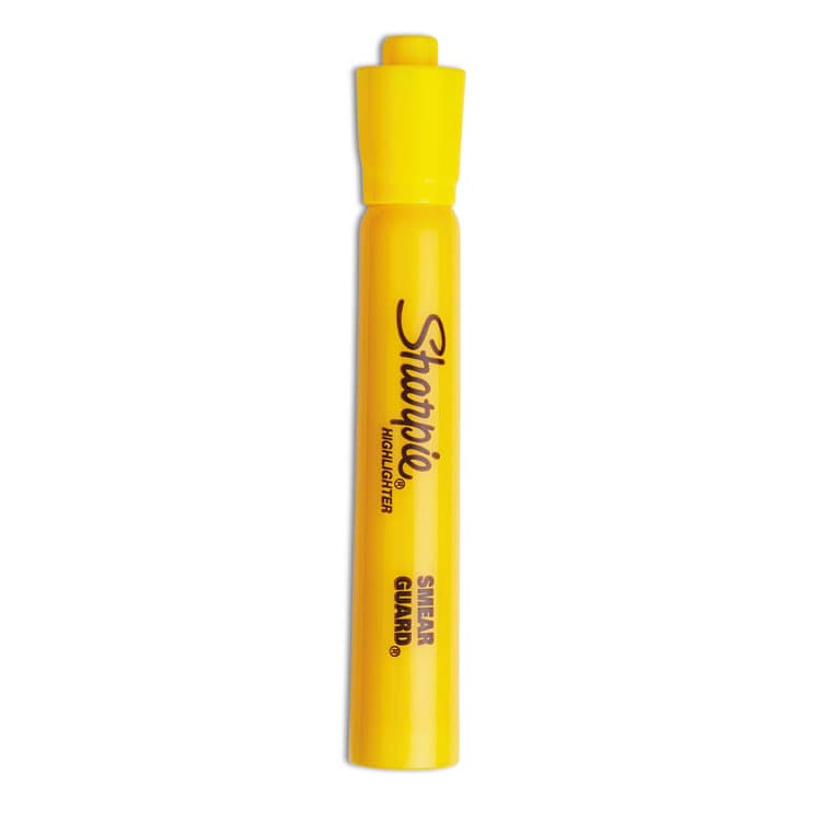 SANFORD Tank Style Highlighters, Yellow Ink, Chisel Tip, Yellow Barrel, Dozen (SAN25005)