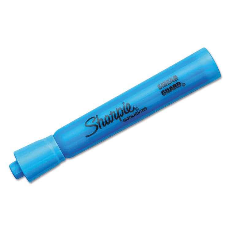 SANFORD Tank Style Highlighters, Blue Ink, Chisel Tip, Blue Barrel, Dozen (SAN25010B)