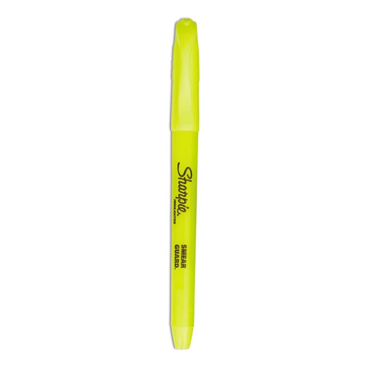 SANFORD Pocket Style Highlighters, Fluorescent Yellow Ink, Chisel Tip, Yellow Barrel, Dozen (SAN27025)