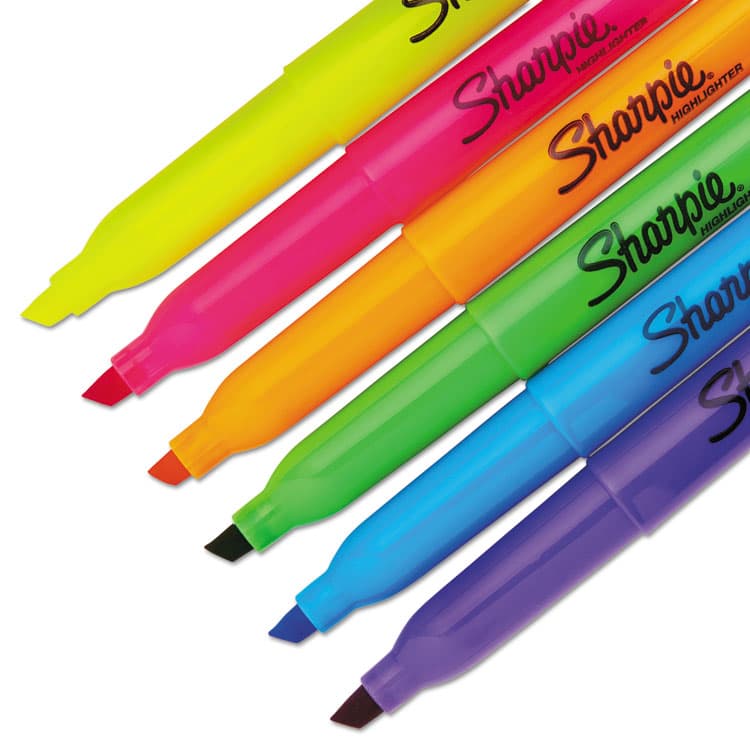 SANFORD Pocket Style Highlighters, Assorted Ink Colors, Chisel Tip, Assorted Barrel Colors, Dozen (SAN27145) thumbnail 3
