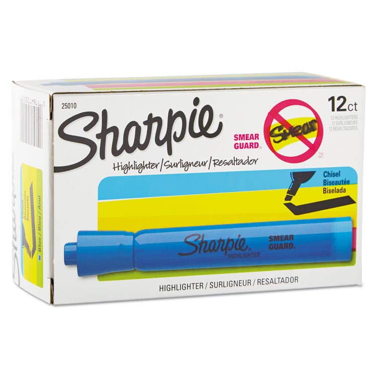 SANFORD Tank Style Highlighters, Blue Ink, Chisel Tip, Blue Barrel, Dozen (SAN25010B) thumbnail 2