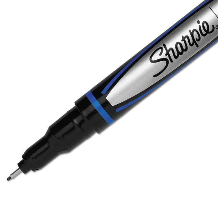 SANFORD Water-Resistant Ink Porous Point Pen, Stick, Fine 0.4 mm, Blue Ink, Black/Blue Barrel, Dozen (SAN1742664) thumbnail 3