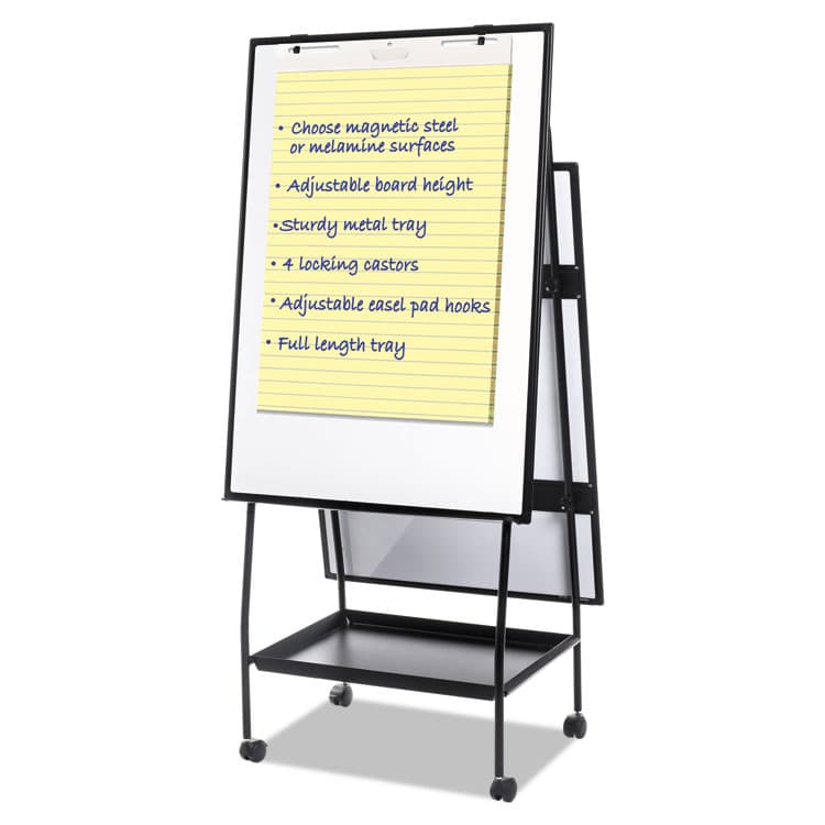 BI-SILQUE VISUAL COMMUNICATION PRODUCTS Creation Station Dry Erase Board, 29.5" x 74.88", White Surface, Black Metal Frame (BVCEA49125016) thumbnail 2