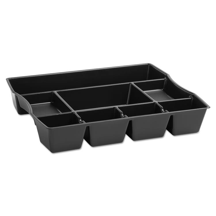 RUBBERMAID Regeneration Deep Drawer Organizer, Eight Compartments, 14.88 x 11.88 x 2.5, Plastic, Black (RUB21864)