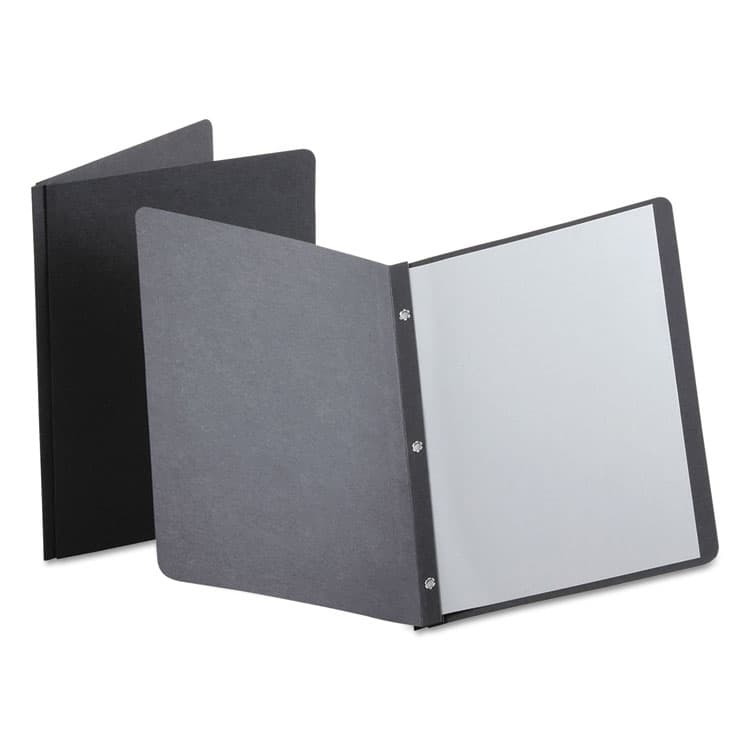 TOPS BUSINESS FORMS Title Panel and Border Front Report Cover, Three-Prong Fastener, 0.5" Capacity, 8.5 x 11, Black/Black, 25/Box (OXF52506)