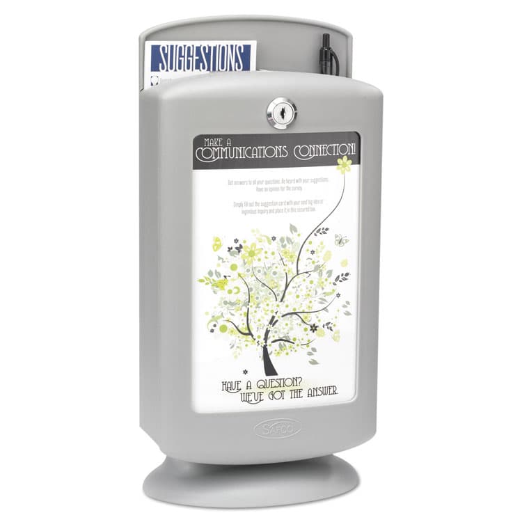 SAFCO PRODUCTS Customizable Plastic Suggestion Box, 7 x 5 x 14.5, Light Gray (SAF4233GR) thumbnail 2