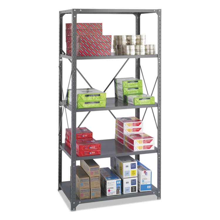 SAFCO PRODUCTS Commercial Steel Shelving Unit, Five-Shelf, 36w x 24d x 75h, Dark Gray (SAF6267) thumbnail 2