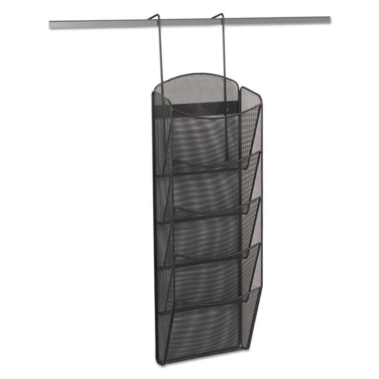 SAFCO PRODUCTS Onyx Mesh Literature Rack, Five Compartments, 10.25w x 3.5d x 28.33h, Black (SAF5578BL)