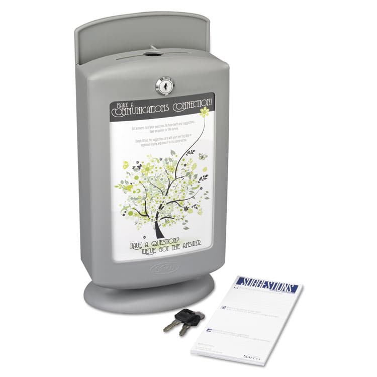 SAFCO PRODUCTS Customizable Plastic Suggestion Box, 7 x 5 x 14.5, Light Gray (SAF4233GR) thumbnail 3