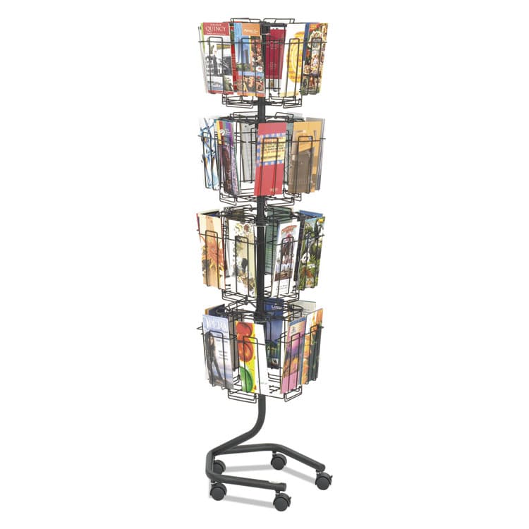 SAFCO PRODUCTS Wire Rotary Display Racks, 32 Compartments, 15w x 15d x 60h, Charcoal (SAF4128CH) thumbnail 3