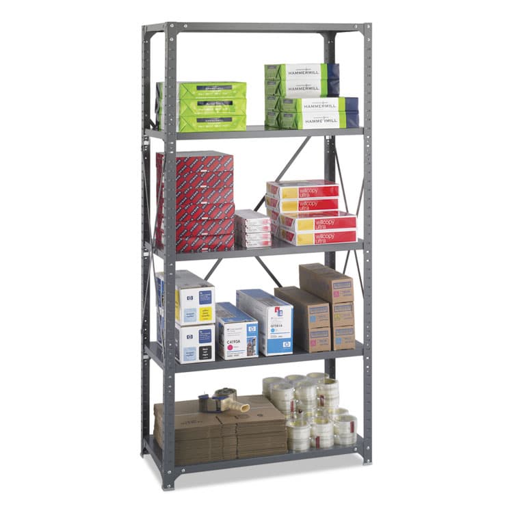 SAFCO PRODUCTS Commercial Steel Shelving Unit, Five-Shelf, 36w x 18d x 75h, Dark Gray (SAF6266) thumbnail 2
