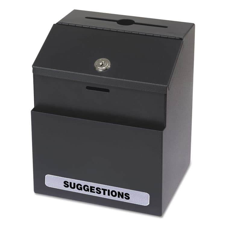 SAFCO PRODUCTS Steel Suggestion/Key Drop Box with Locking Top, 7 x 6 x 8.5, Black Powder Coat Finish (SAF4232BL)