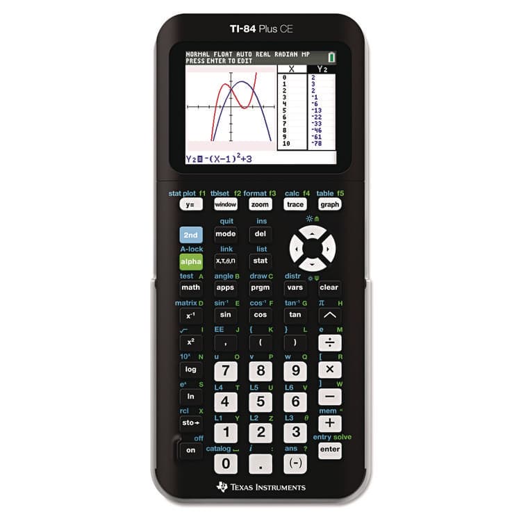 TEXAS INSTRUMENTS TI-84 Plus CE Programmable Color Graphing Calculator, 10-Digit LCD, Black (TEXTI84PLUSCE)