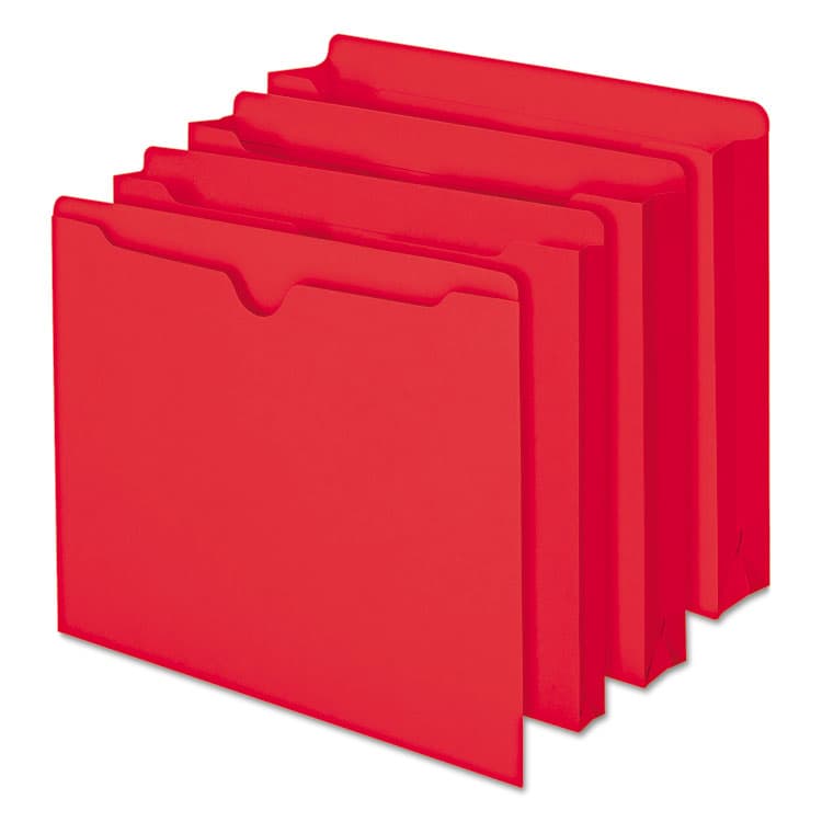 SMEAD MANUFACTURING CO. Colored File Jackets with Reinforced Double-Ply Tab, Straight Tab, Letter Size, Red, 100/Box (SMD75509) thumbnail 4