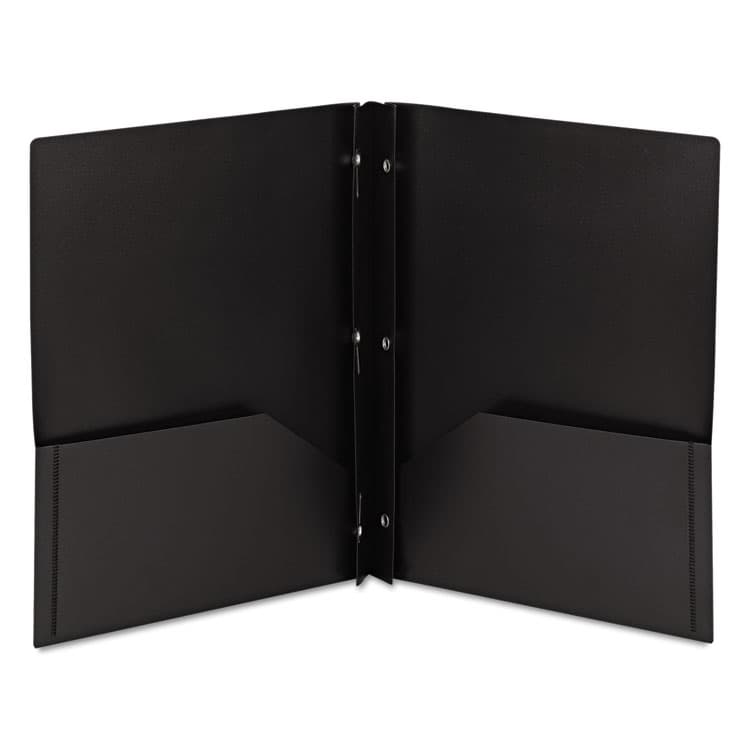 SMEAD MANUFACTURING CO. Poly Two-Pocket Folder with Fasteners, Accommodates (180) 11 x 8.5 Sheets, Black, 25/Box (SMD87725) thumbnail 4